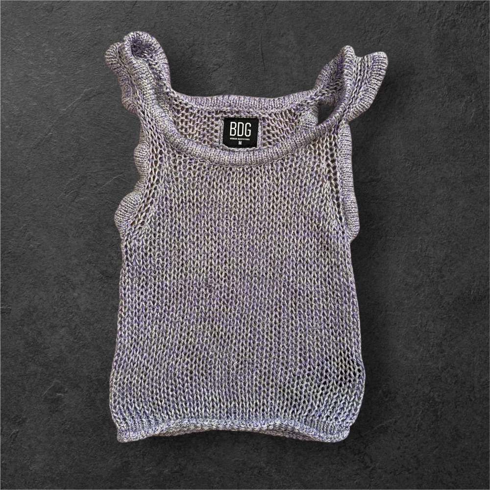 BDG Urban Outfitters Lavender Knit‎ Tank Top Womens M Mesh Cropped Sleeveless